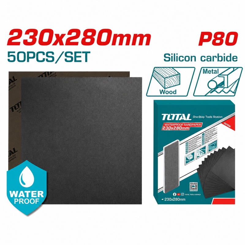 TAC008016 - WATERPROOF SANDPAPER 230x280mm P80.