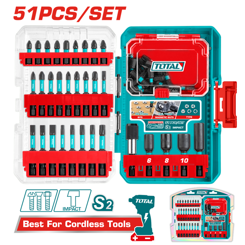 TACSDL25106 - 51 Pcs Impact Screwdriver Bits Set  SET