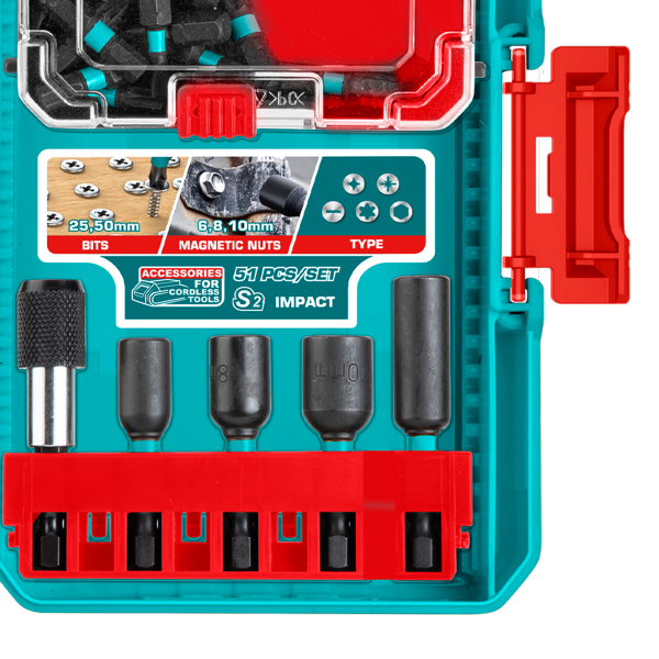 TACSDL25106 - 51 Pcs Impact Screwdriver Bits Set
