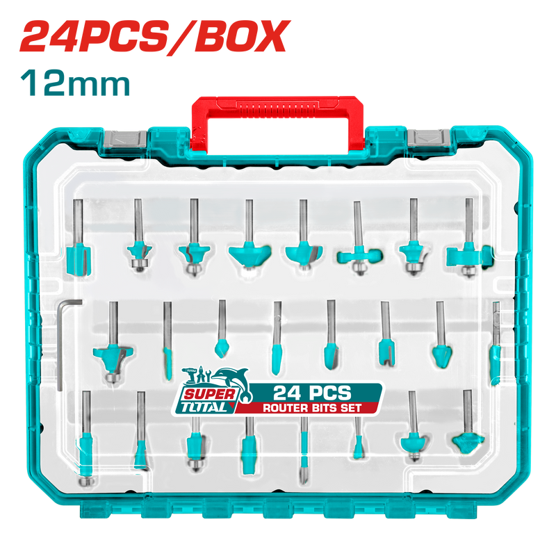TACSR12412 - 24 PCS ROUTER BITS SET 12mm