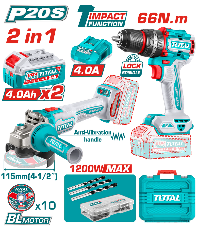 TCKLI20256 - 2 Pcs Cordless combo kit.