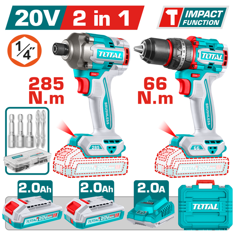 TCKLI20277 - CORDLESS 2 PCS COMBO KIT 20V/66 N.m