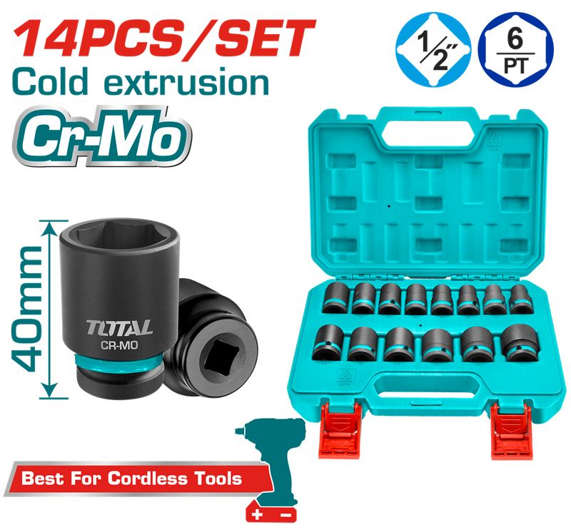 THISTD12141 - 14 Pcs 1/2"DR. Impact Socket Set 14PCS / SET SET