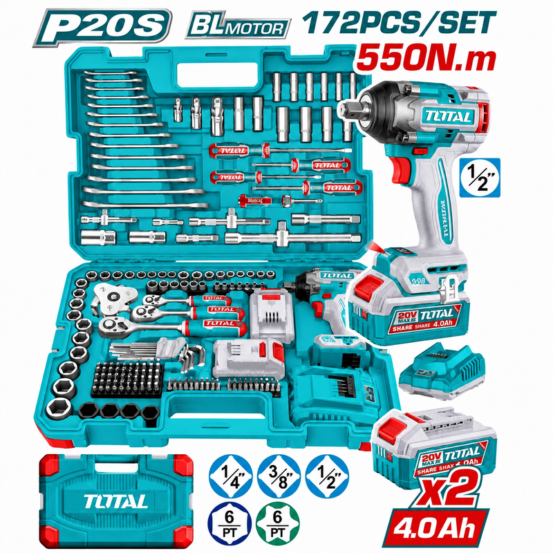 THKTHP41728 - 172 Pcs Cordless Impact Wrench Tools Set.