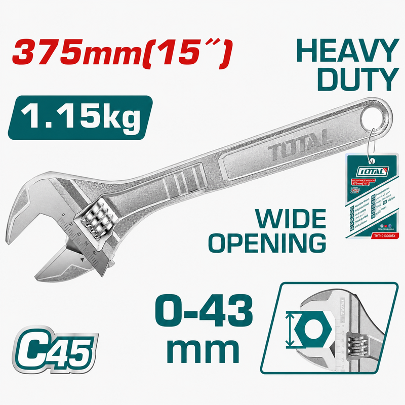 THT1010153 - ADJUSTABLE WRENCH 375mm(15").