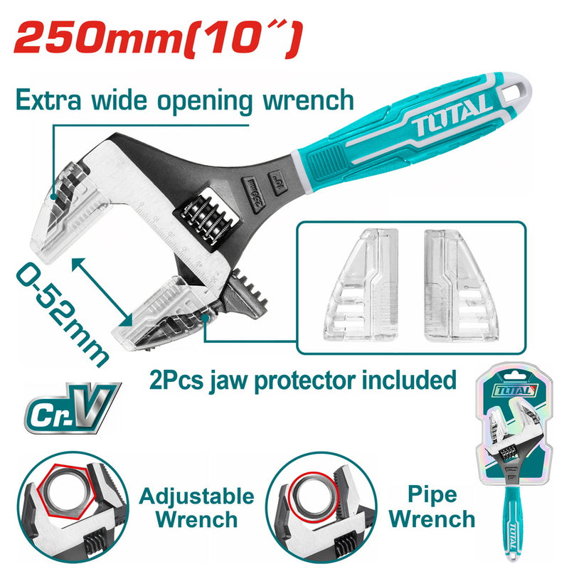 THT10210G - 2 IN 1 ADJUSTABLE WRENCH 10" (250mm).