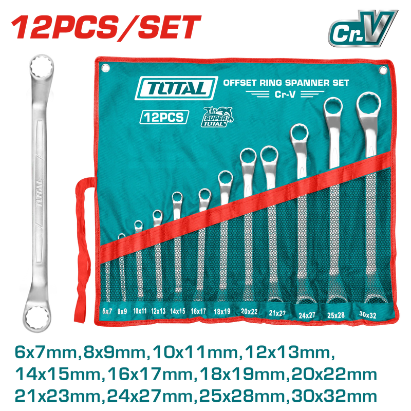 THT1024121 - 12 PCS OFFSET RING SPANNER SET 12PCS/SET