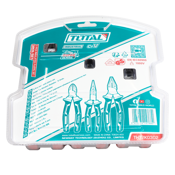 THT2K0302 - 3 PCS INSULATED PLIERS SET 8" and 6"