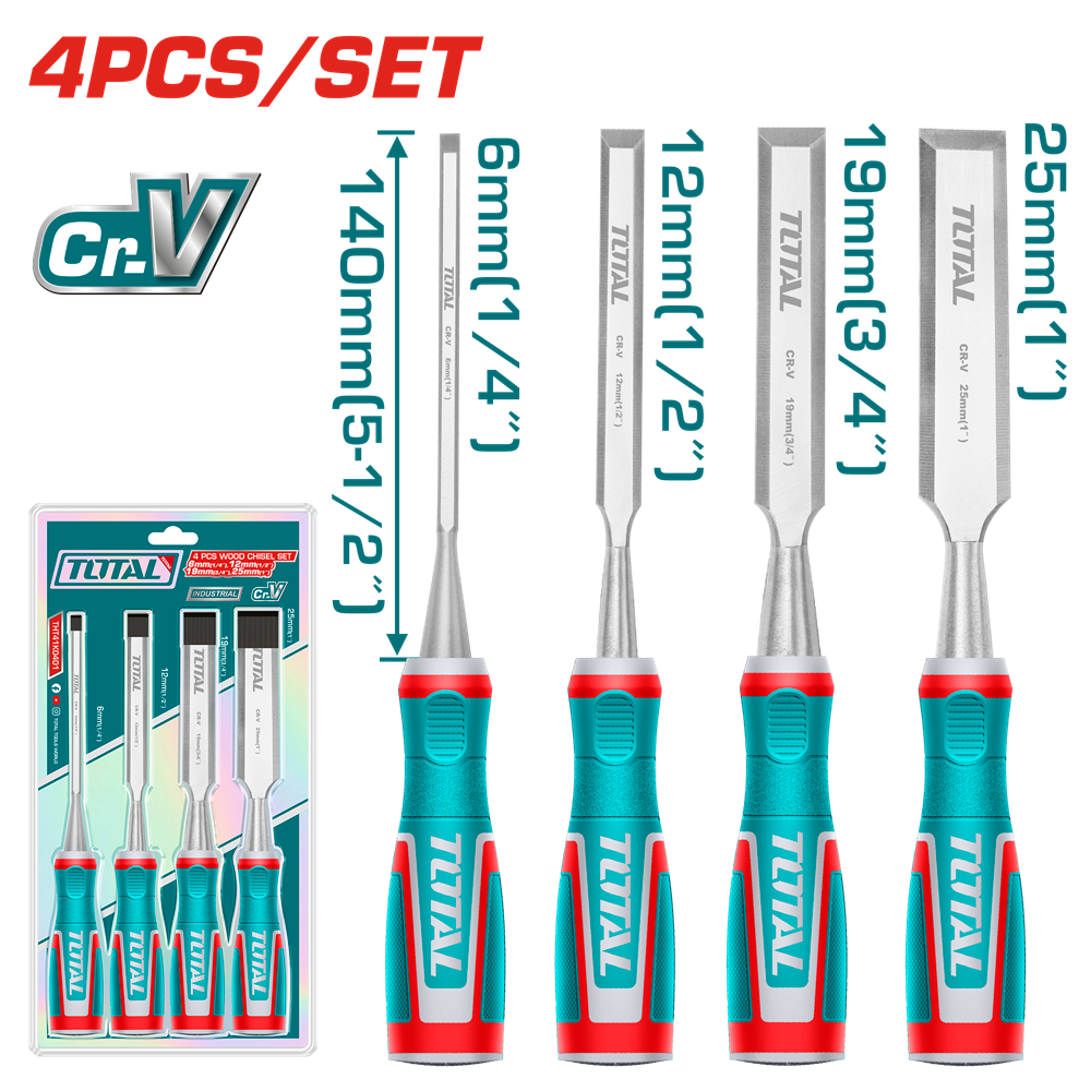 THT41K0401 - 4 Pcs Wood Chisel Set 4PCS / SET — Total Tools UG