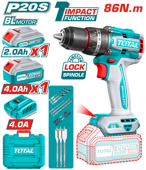 TIDLI20868 - Brushless Cordless Impact Drill 86N.m PCS