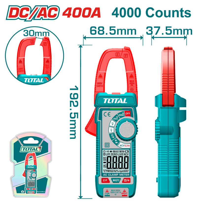 TMT762002 - DC/AC Clamp Meter 4000 Counts PCS