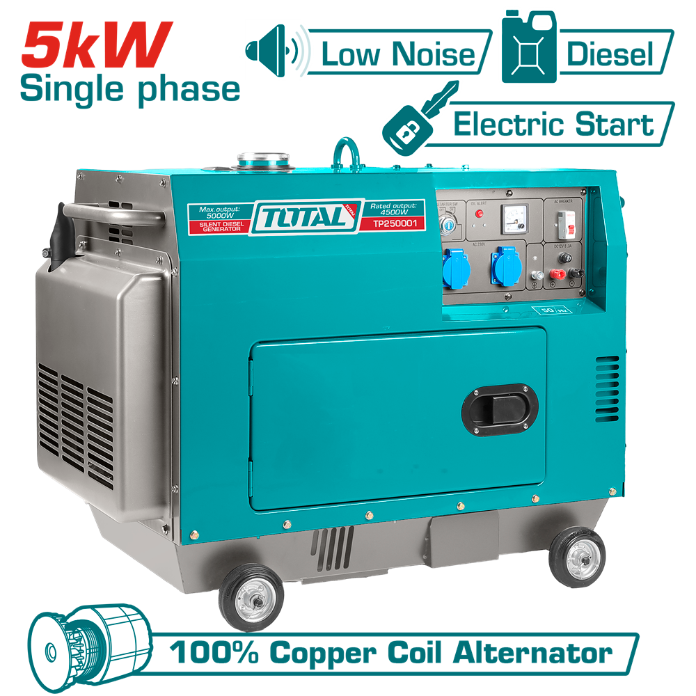 TP250001 - Silent Diesel Generator 5kW — Total Tools UG