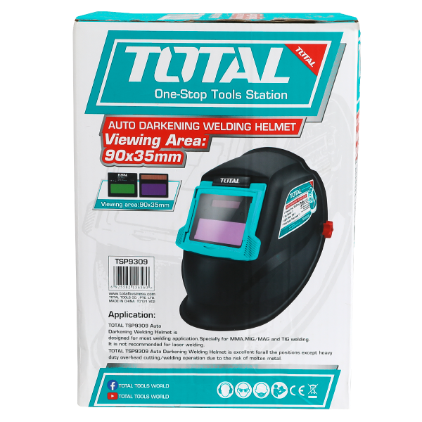 TSP9309 - Auto-Darkening Welding Helmet Viewing area: 90x35mm