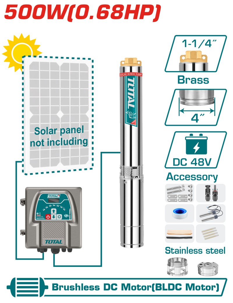 TWPDC55008 - SOLAR DEEP WELL PUMP 500W (0.68HP)